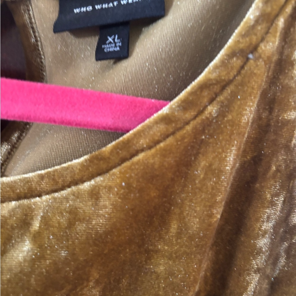 Who What Wear Velvet Long Sleeve Dress in Brown - Picture 3 of 4